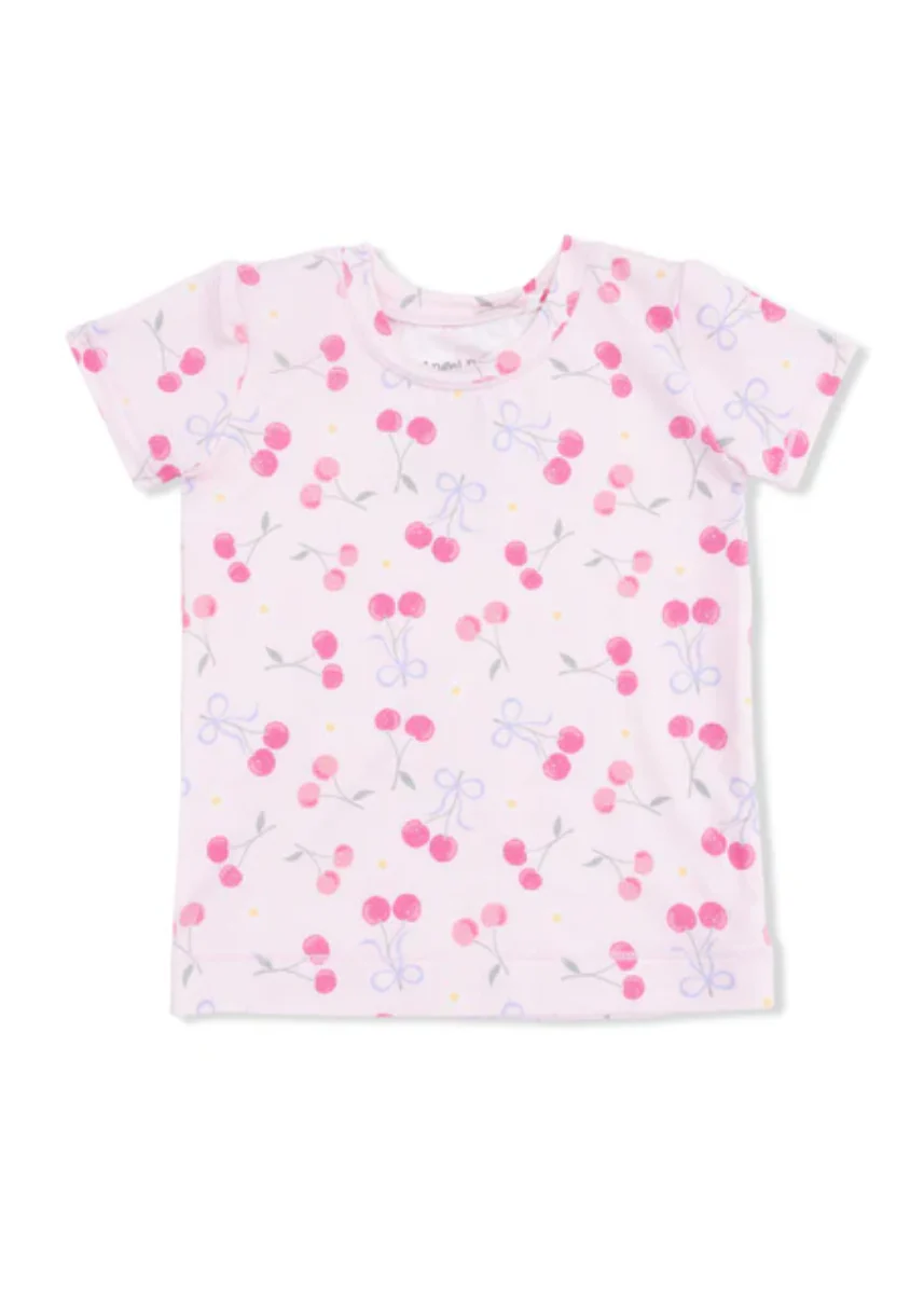 2-Piece Pajama Shorts Set - Sweet Bow Cherries - Image 2
