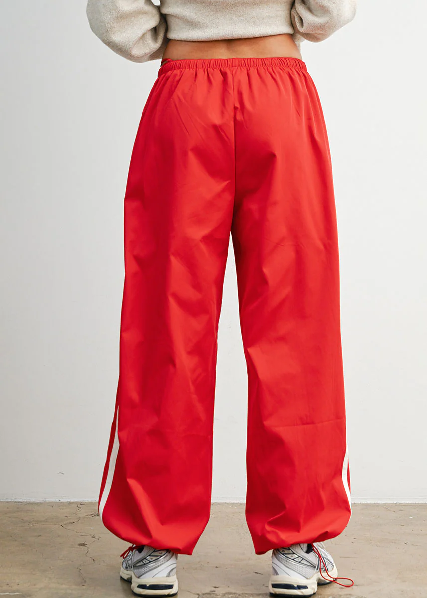 Acadia Striped Drawstring Pants - Red & White - Image 3