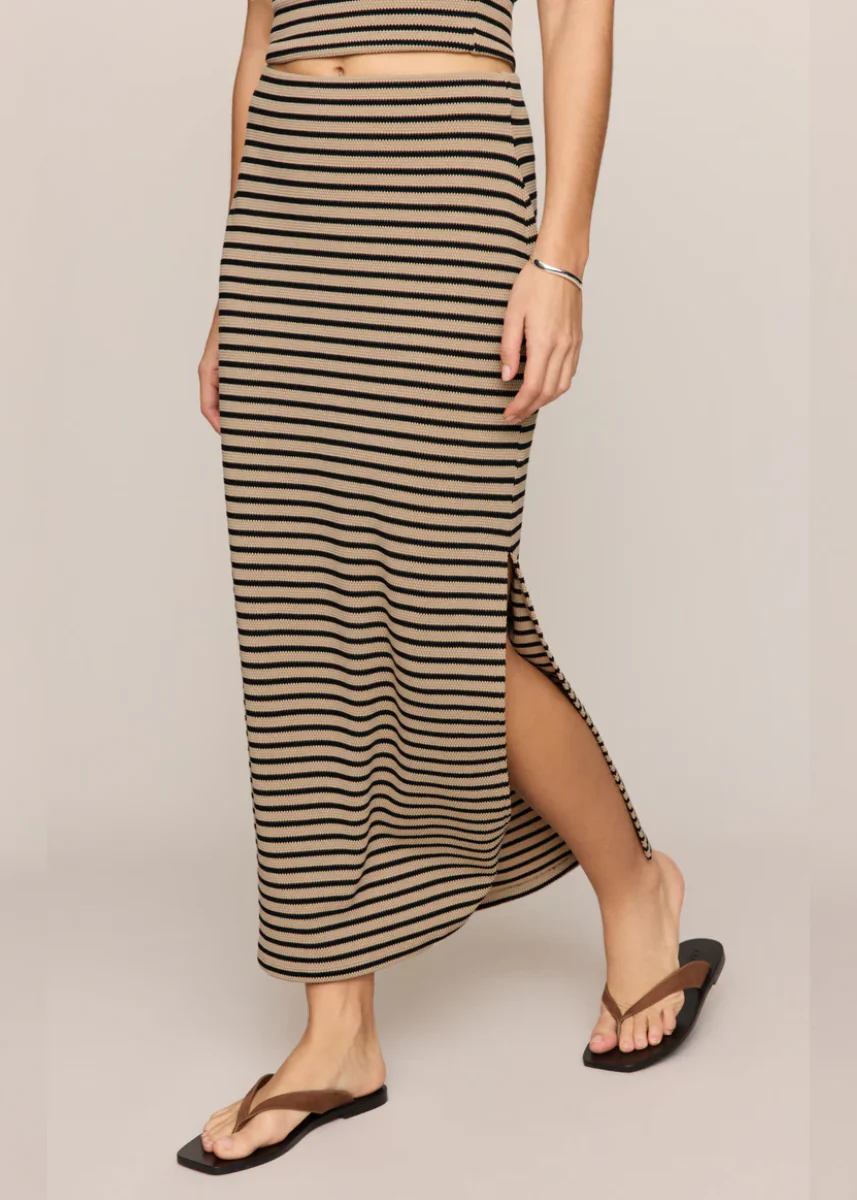 Ainslie Stripe Midi Skirt - Putty - Image 2