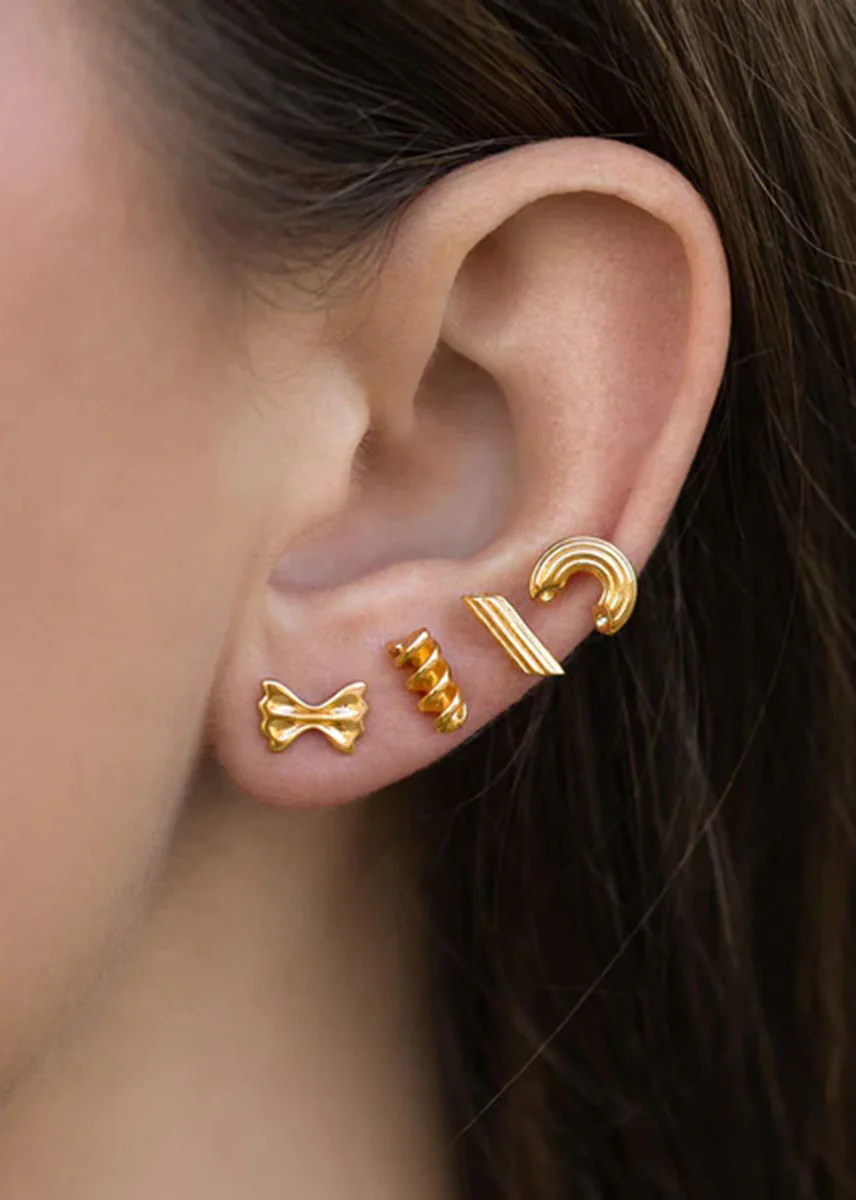 Al Dente Pasta Stud Set - Gold - Image 2