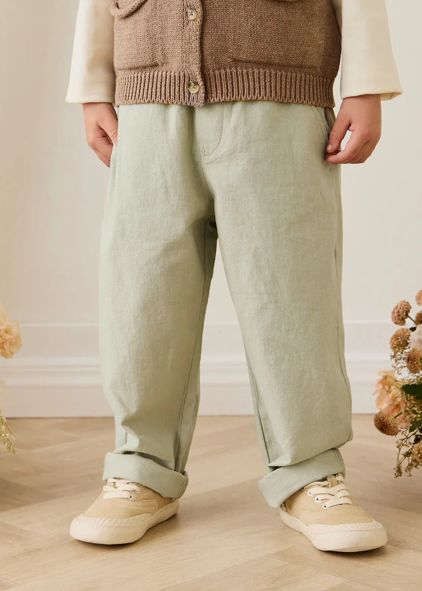 Ali Linen Pant - Lichen - Image 2