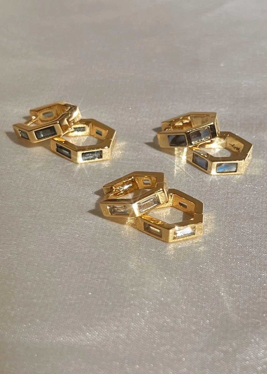 Ari Inlay Hexagon Huggies - Image 2