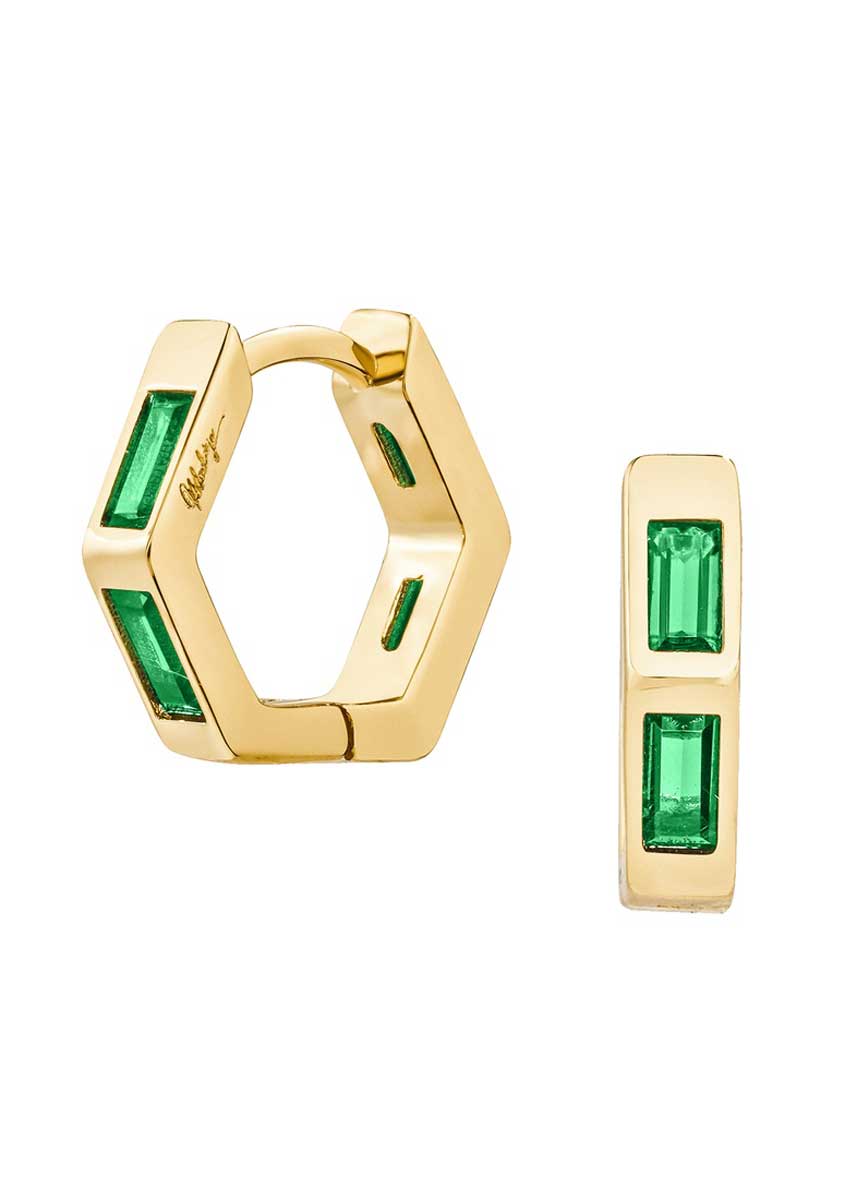 Ari Inlay Hexagon Huggies - Image 3