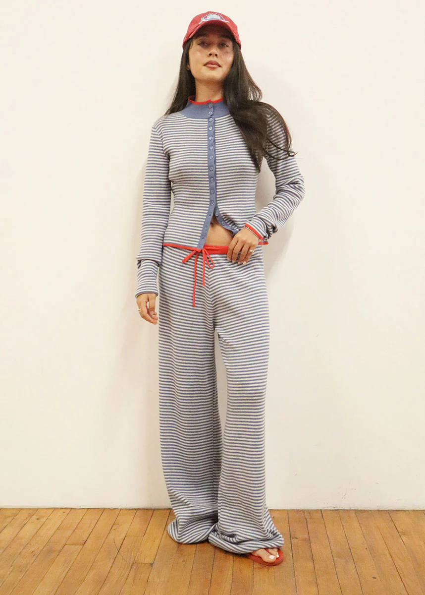 Bea Striped Wide Leg Pant - Marine - Image 2