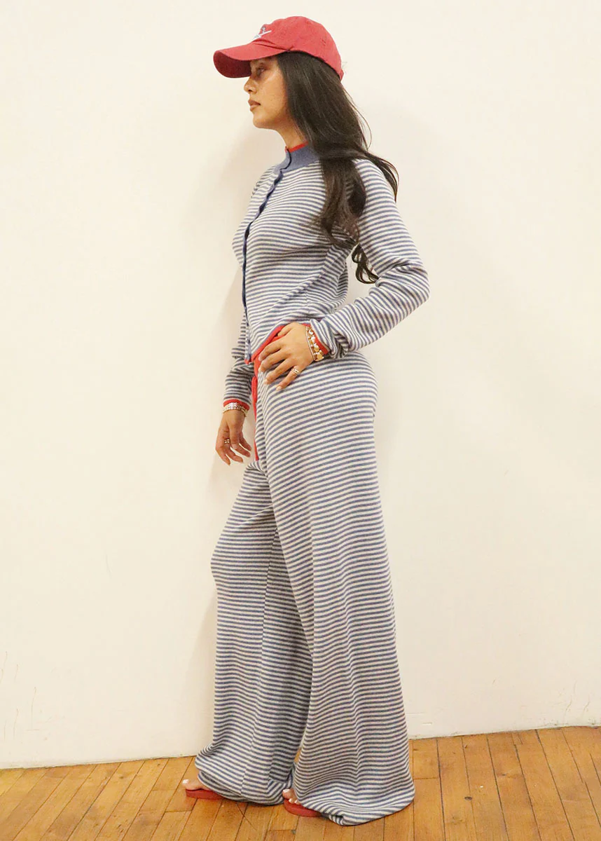 Bea Striped Wide Leg Pant - Marine - Image 3