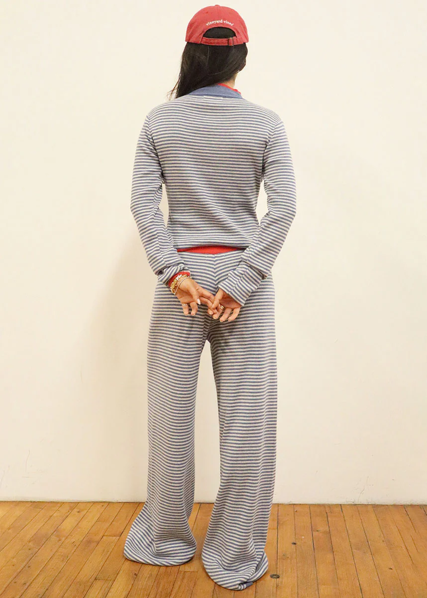 Bea Striped Wide Leg Pant - Marine - Image 4