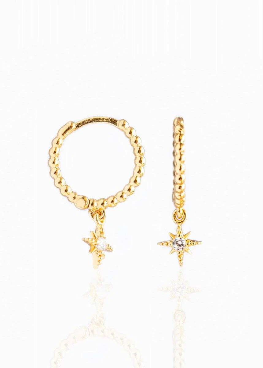 Beaded Comet Hoops- Gold - Image 2