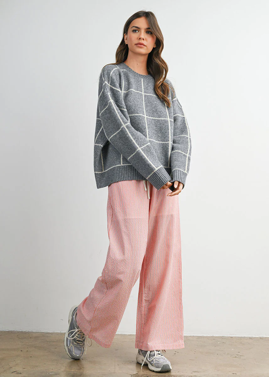 Beck Checkered Crewneck Sweater - Grey Multi - Image 4