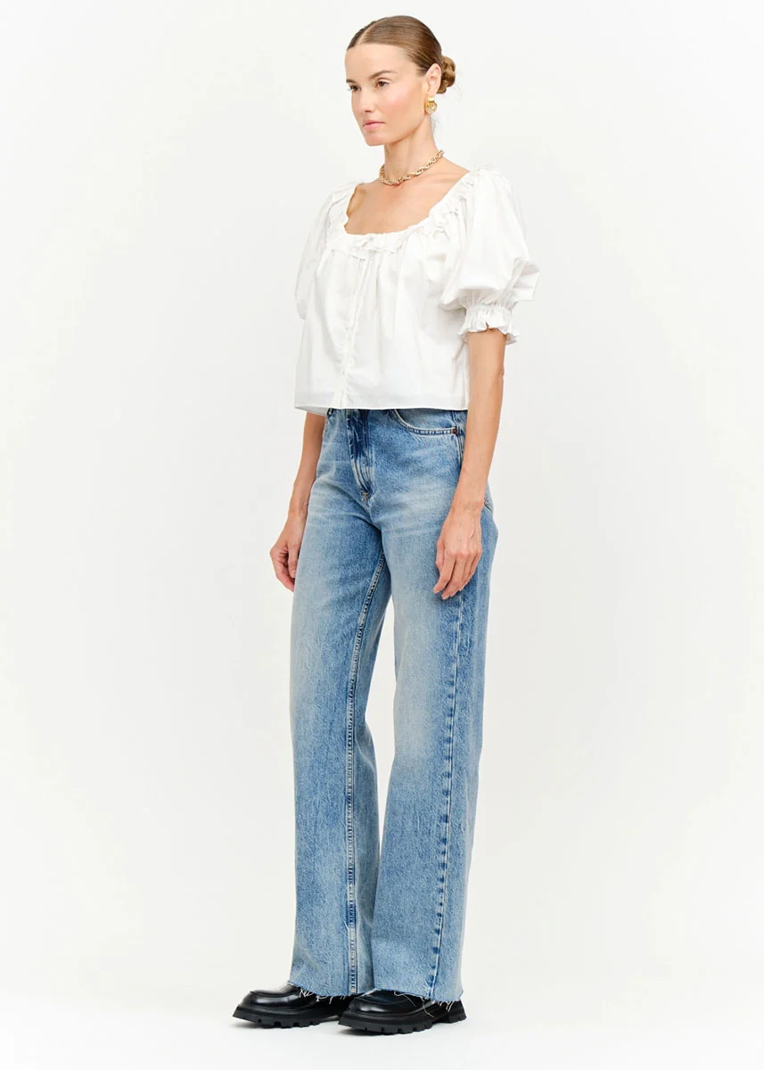 Bijou Puff Sleeve Top - Off White - Image 2