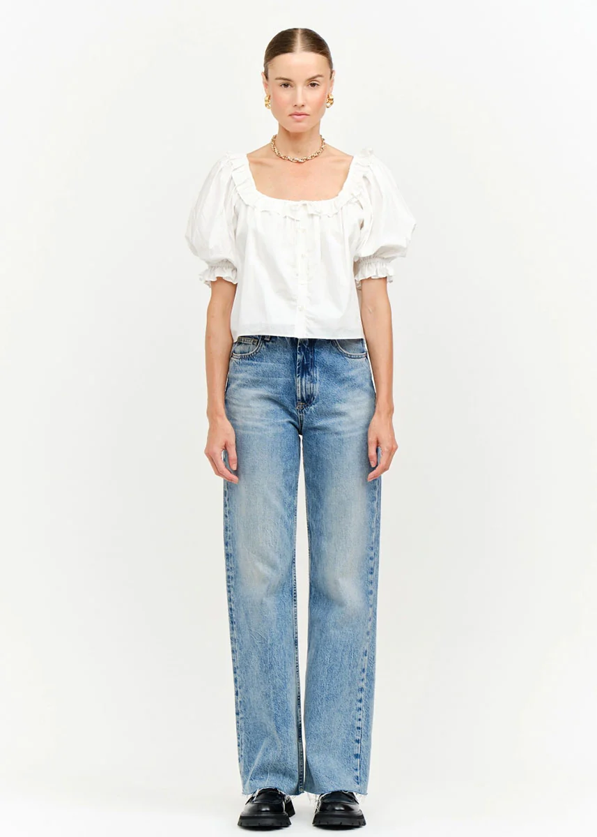 Bijou Puff Sleeve Top - Off White - Image 6