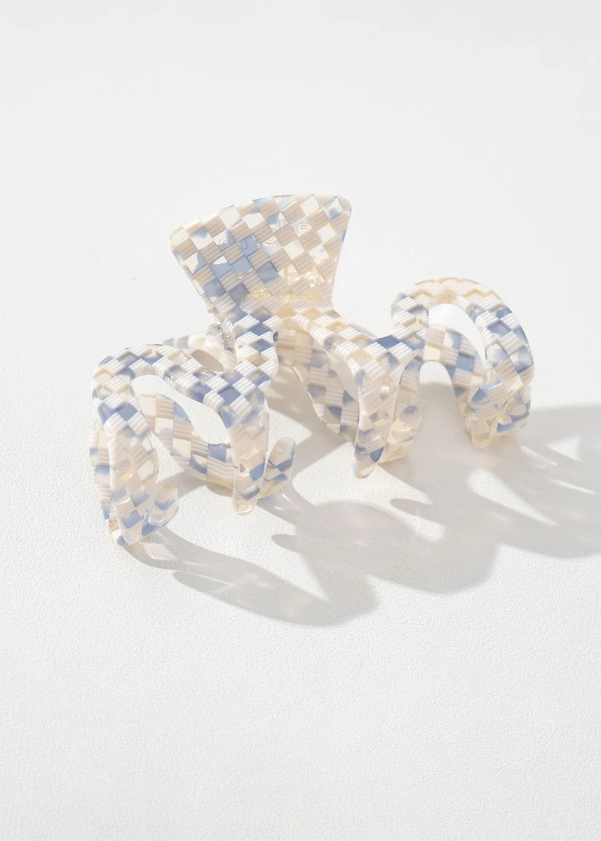 Blue Sand Check Large Claw Clip - Image 3