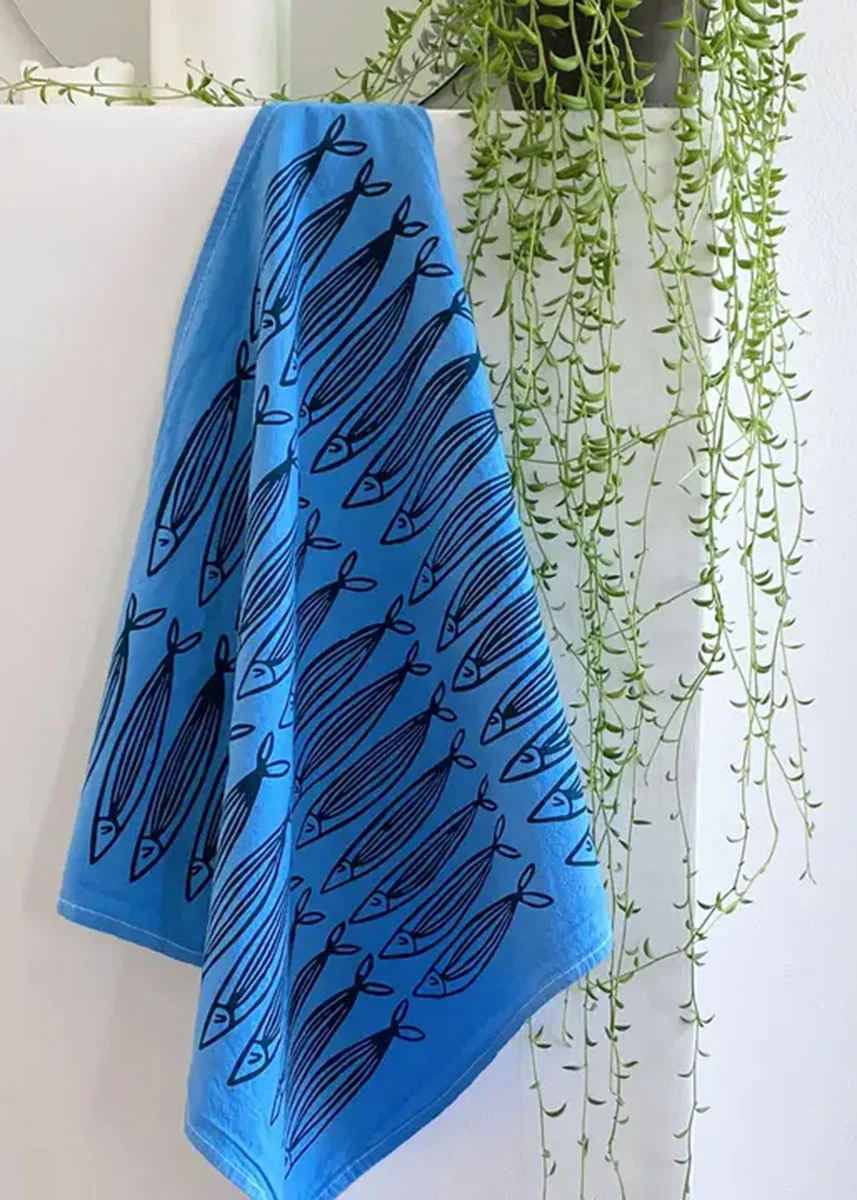 Blue Sardines Tea Towel - Image 2
