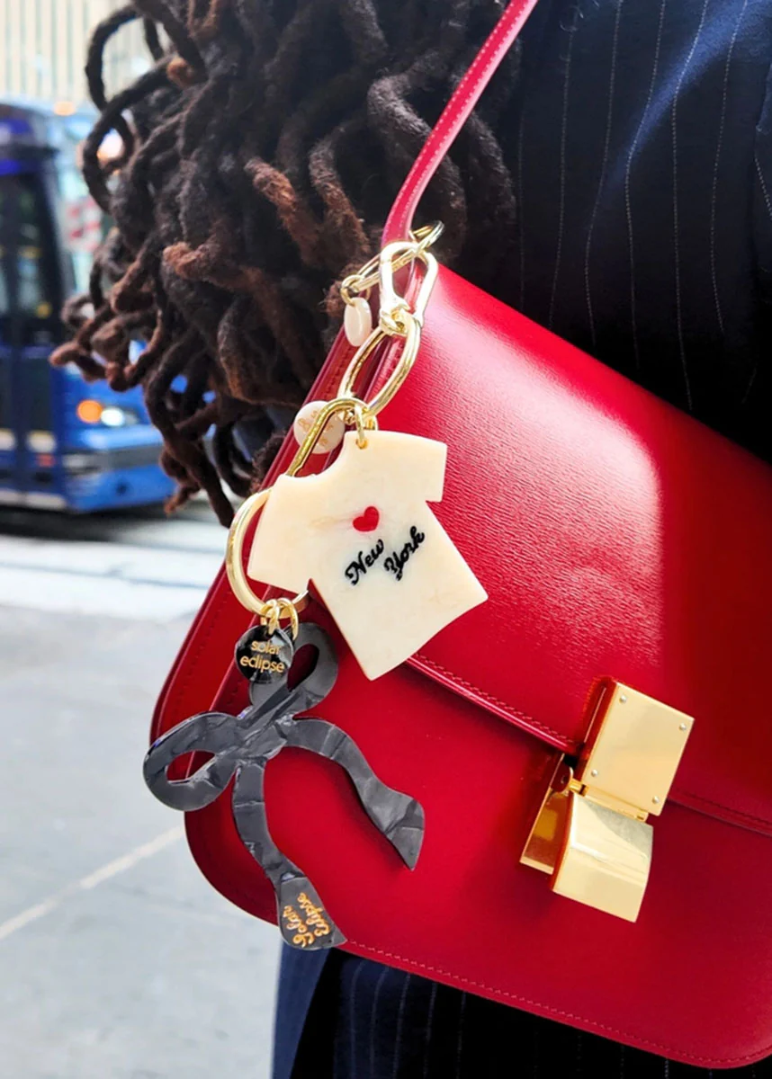 Bow Bag Charm Keychain - Black - Image 2