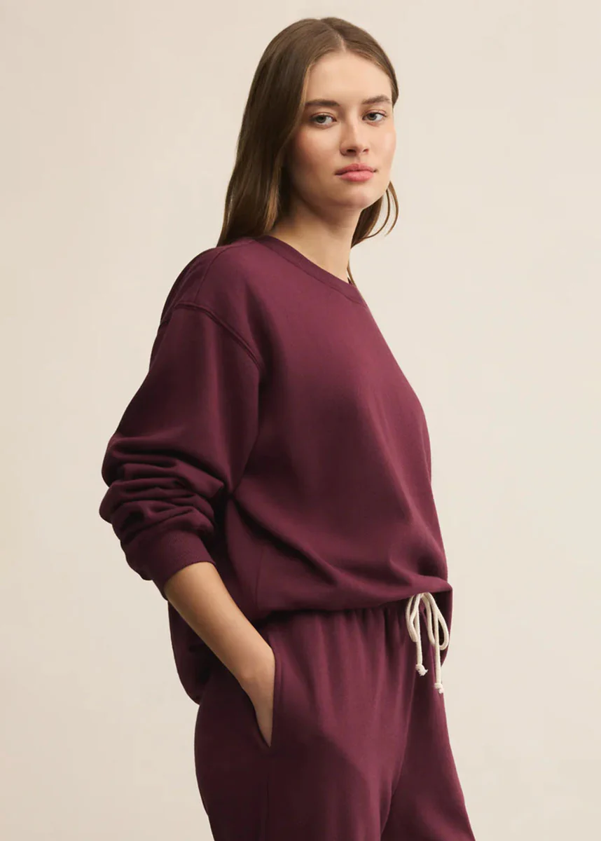 Boyfriend Cotton Sweatshirt - Merlot - Image 3