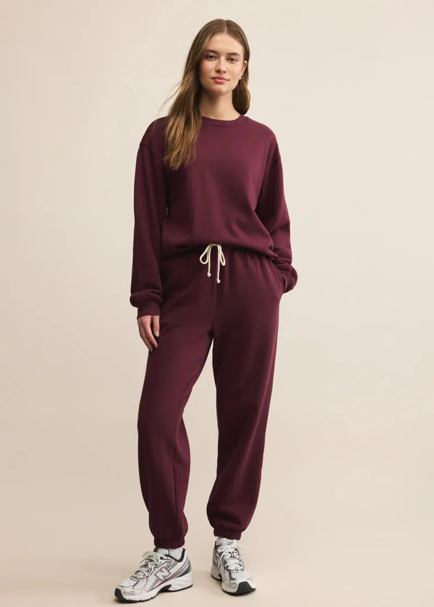 Boyfriend Cotton Sweatshirt - Merlot - Image 4