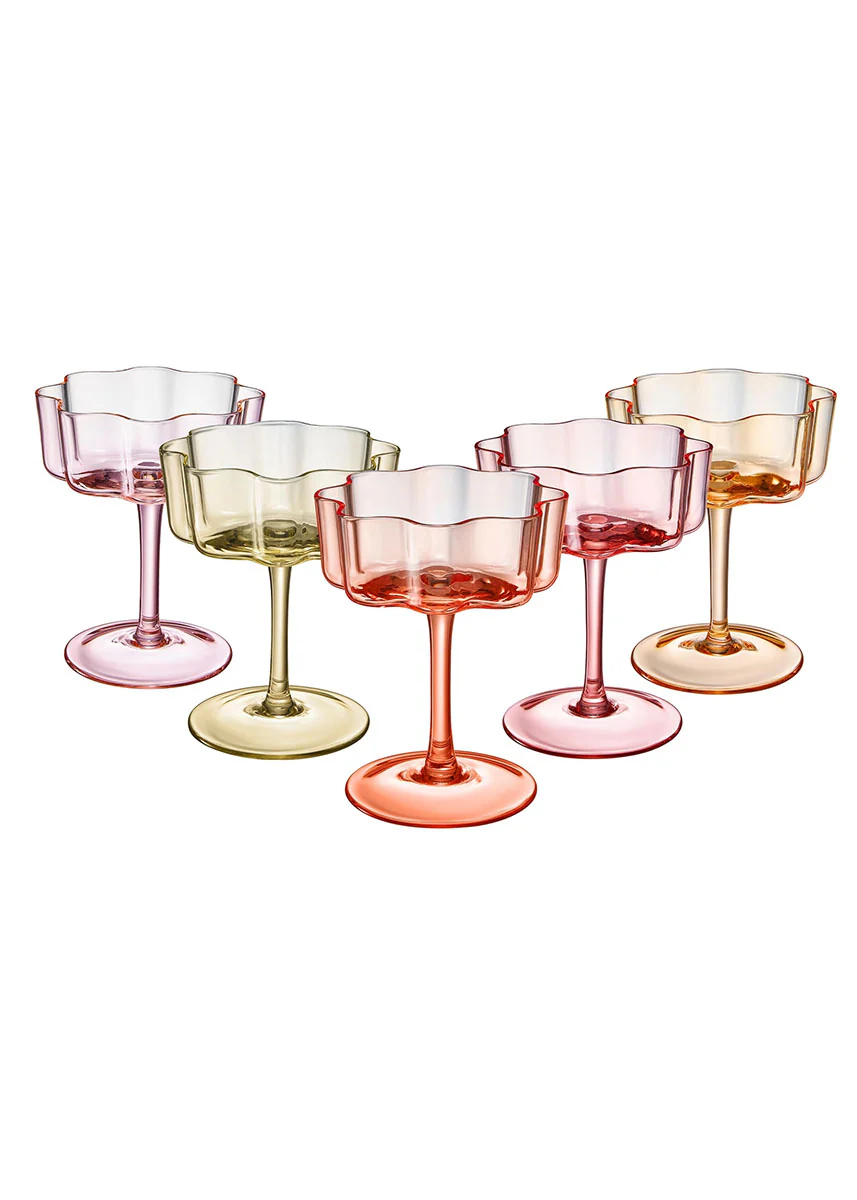 Bright Flower Wave Coupe Cocktail Glass - Image 3