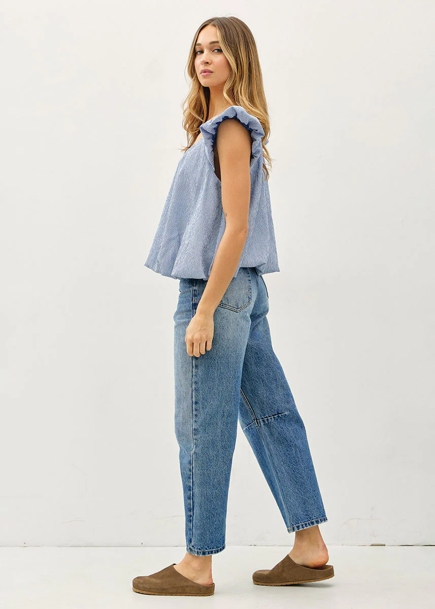 Cami Ruffle Sleeve Top - Blue - Image 2