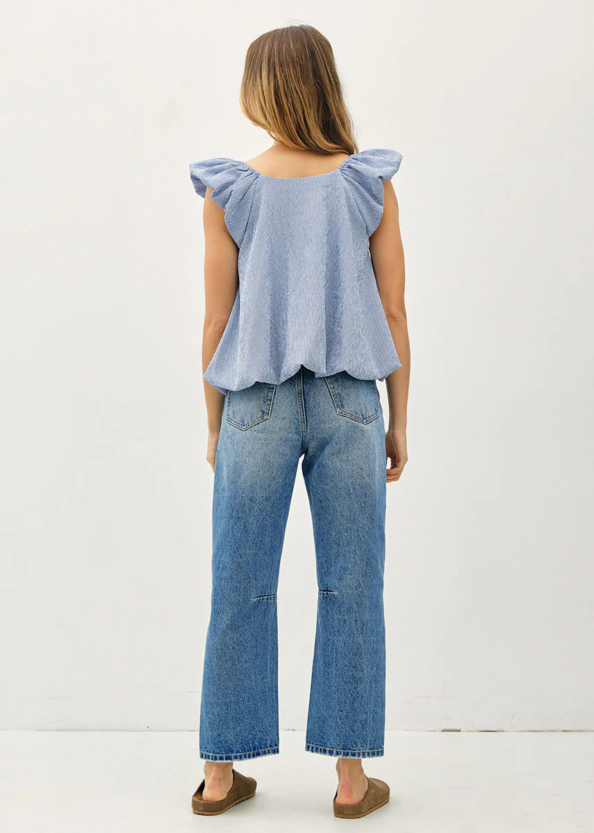 Cami Ruffle Sleeve Top - Blue - Image 3