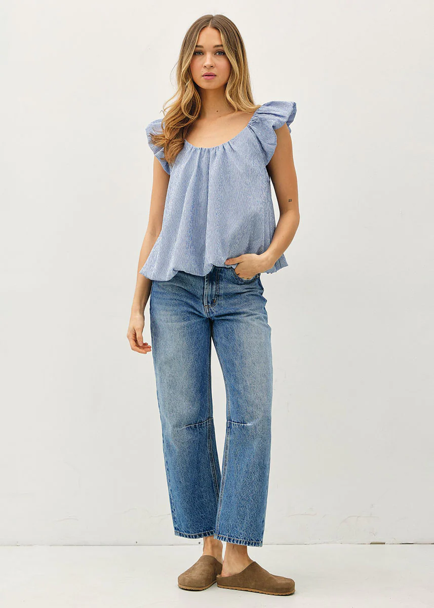 Cami Ruffle Sleeve Top - Blue - Image 5