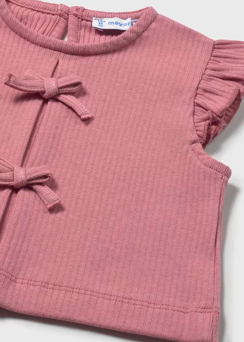 Carly Rib Knit Tie Top - Blush - Image 3