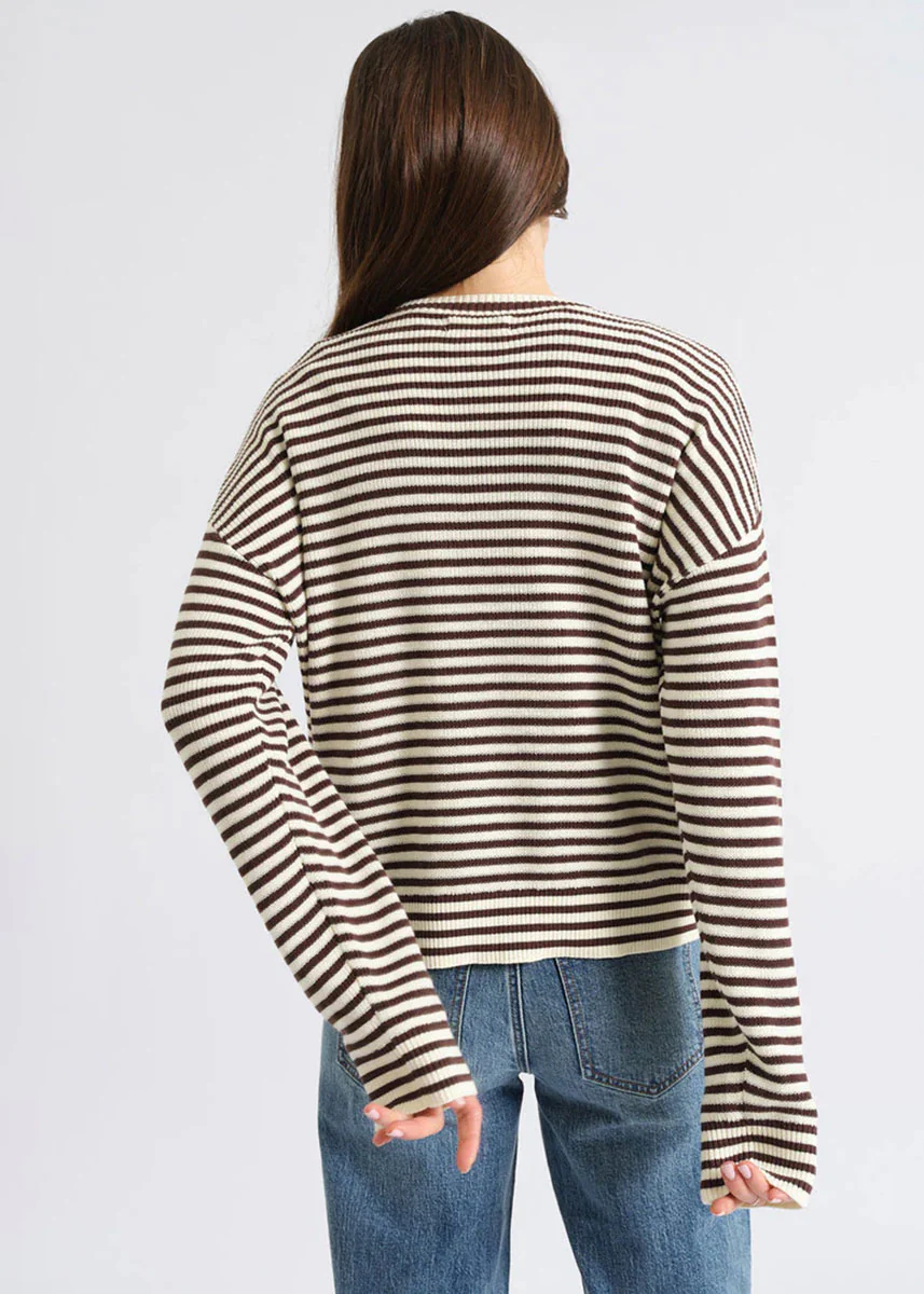 Carlyle Everyday Crewneck Sweater - Chocolate Stripe - Image 4