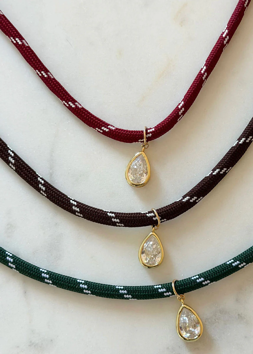 Caroline Pear Necklace - Burgundy Cherry - Image 3