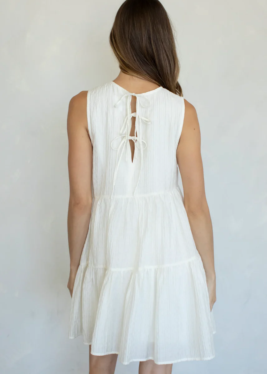 Cassian Asymmetrical Tiered Mini Dress - Ivory - Image 2