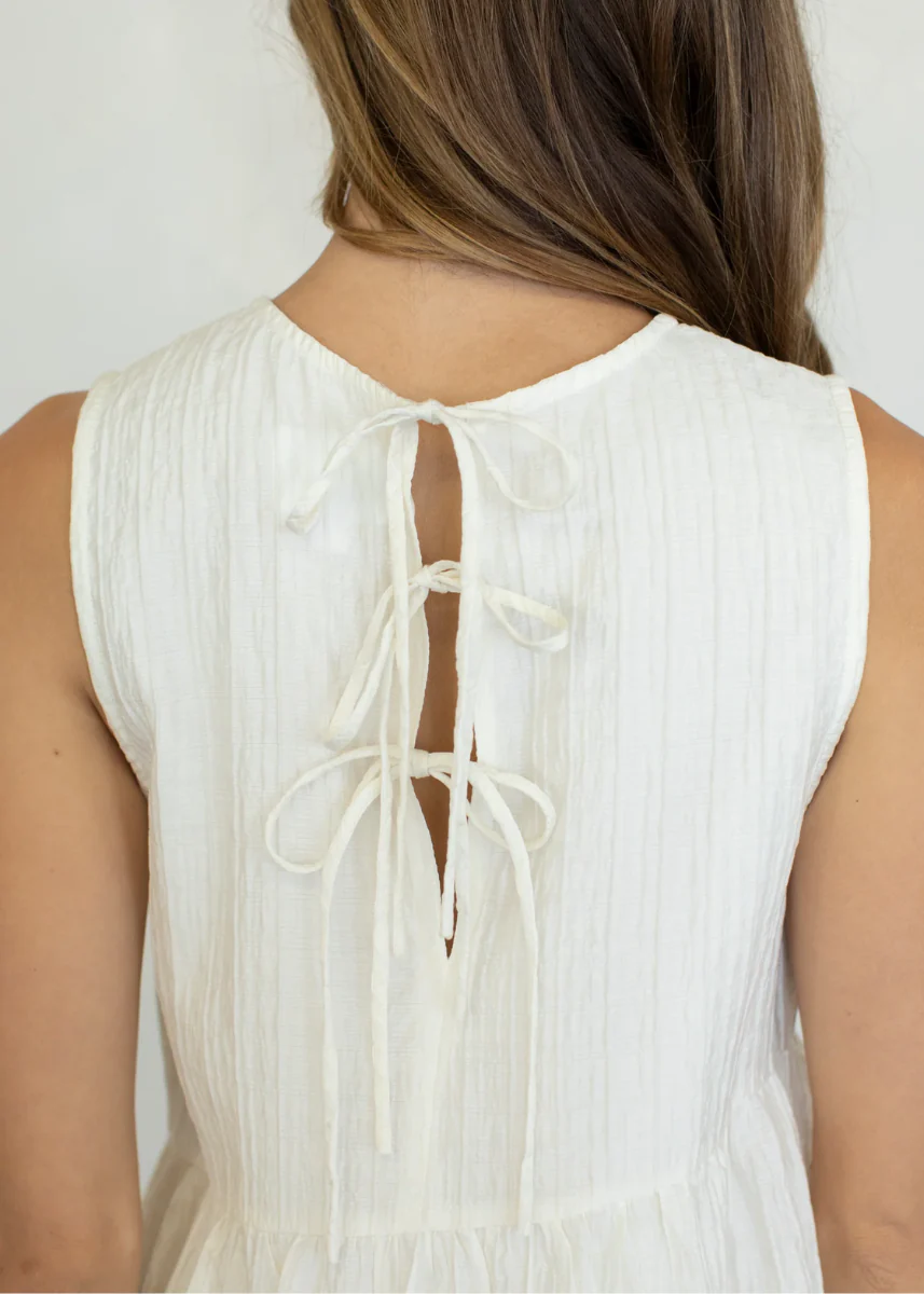 Cassian Asymmetrical Tiered Mini Dress - Ivory - Image 3