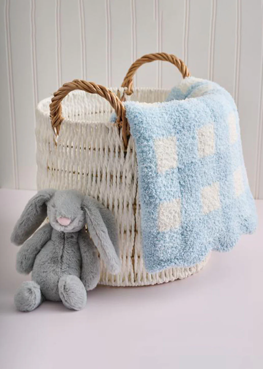 Chenille Blanket - Blue Gingham - Image 2