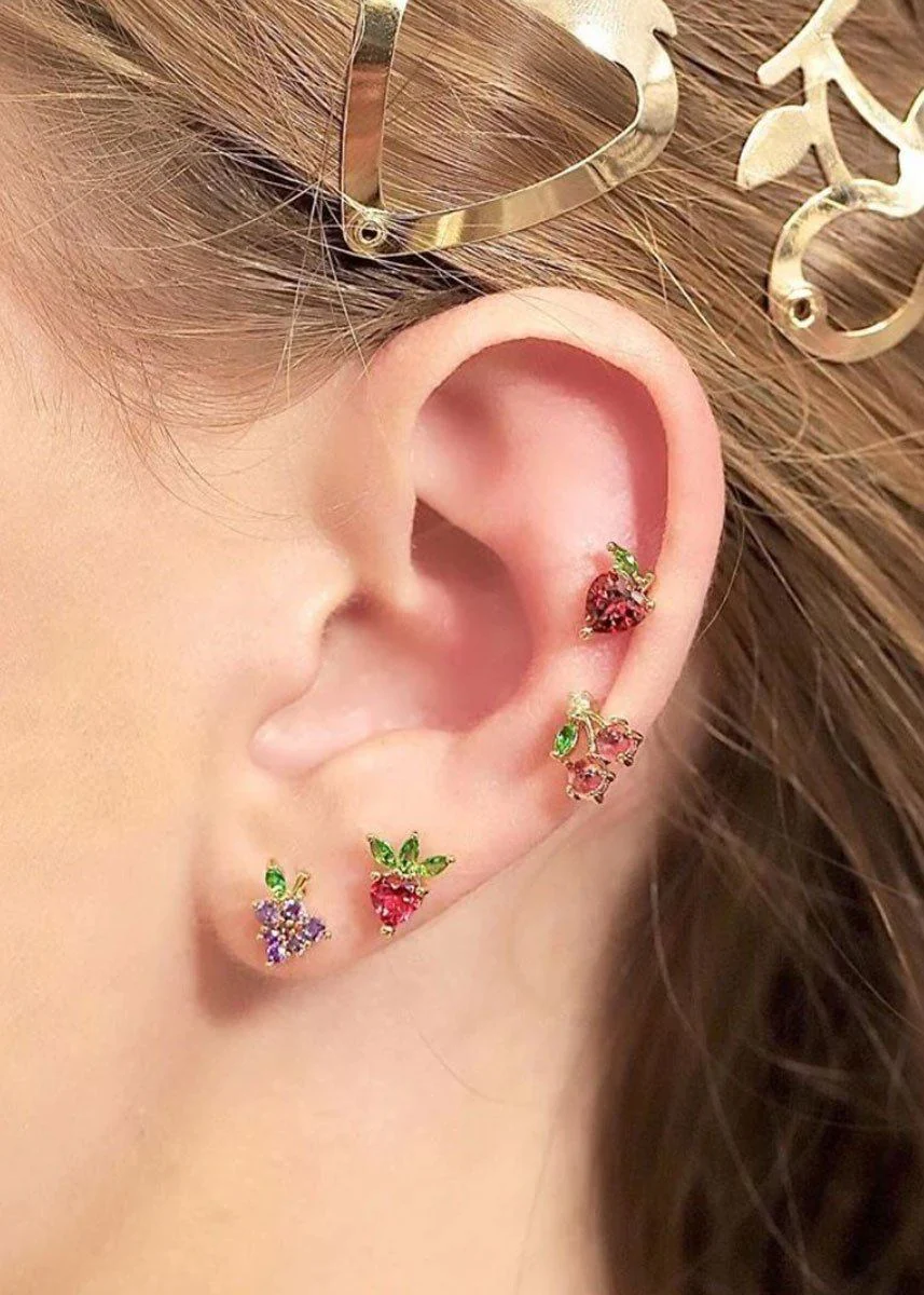 Cherry Studs - Gold - Image 2