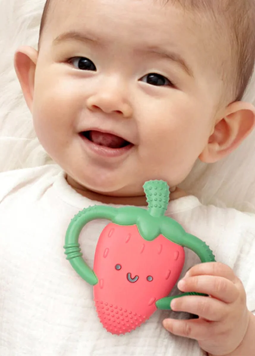 Chew Crew Silicone Handle Teether - Strawberry - Image 2