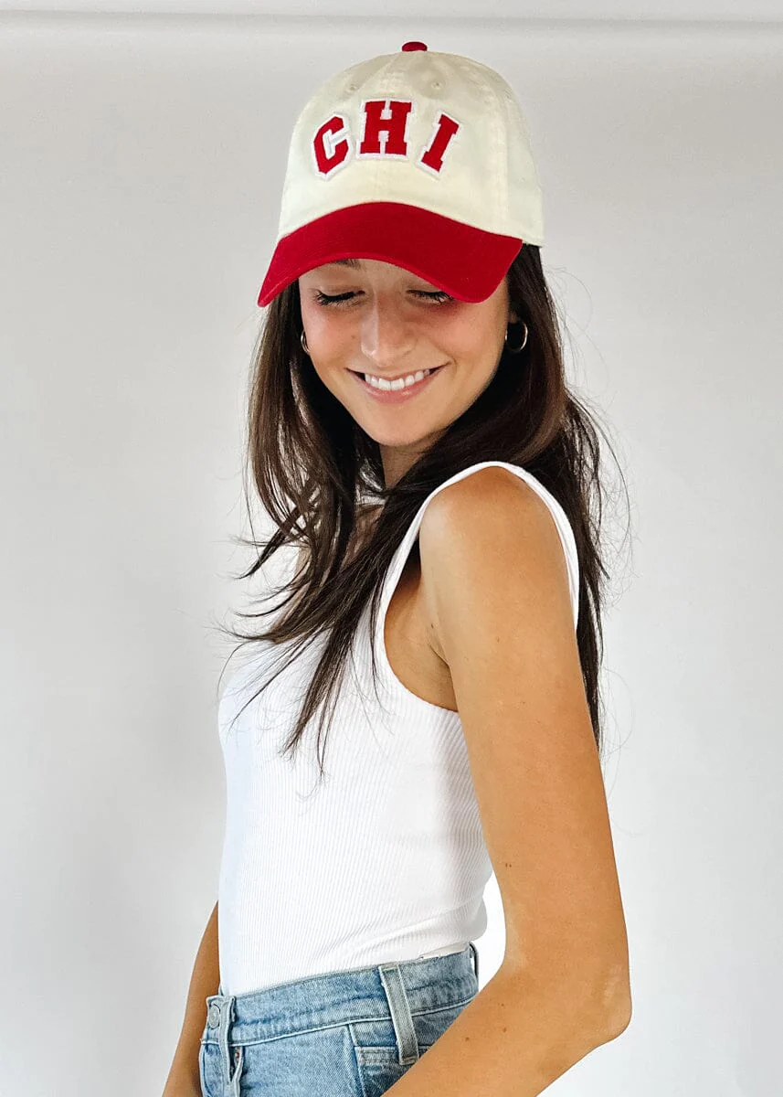 Chi 2-Tone Baseball Cap - Red - Image 5