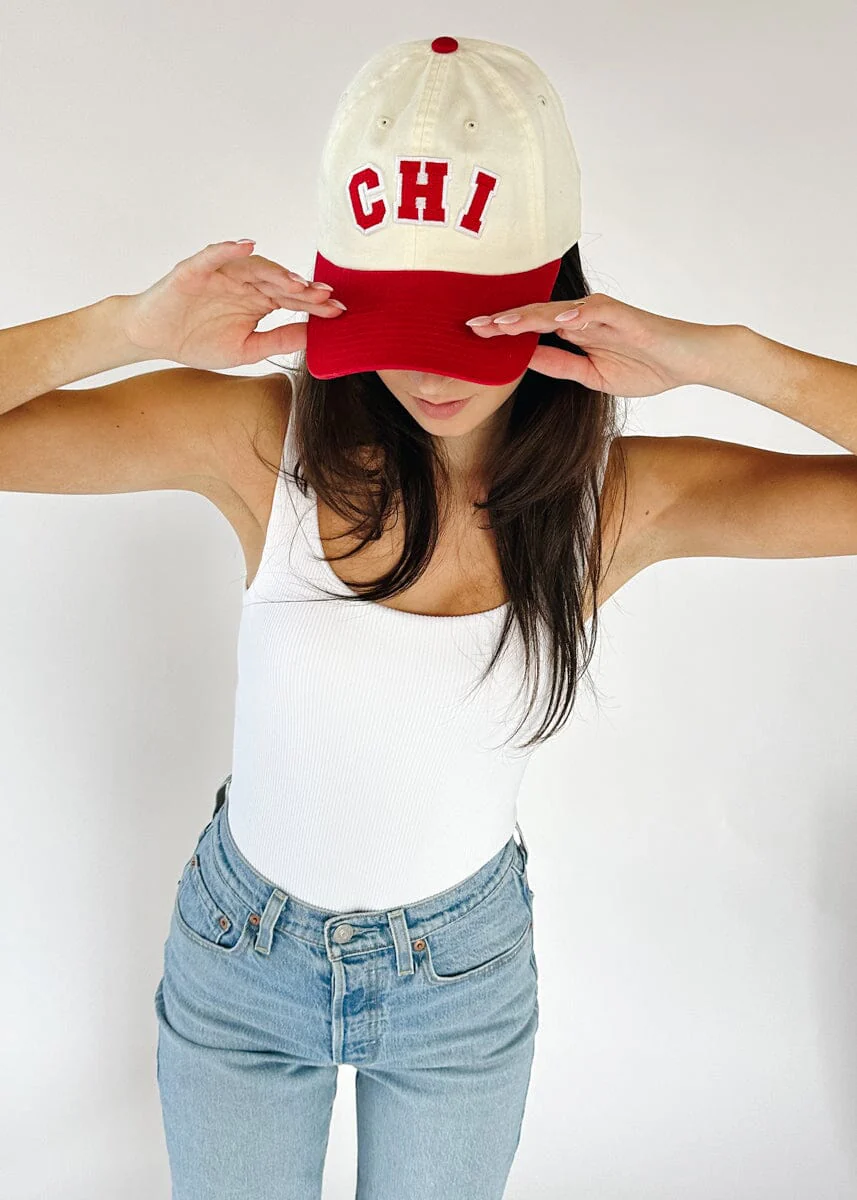Chi 2-Tone Baseball Cap - Red - Image 7