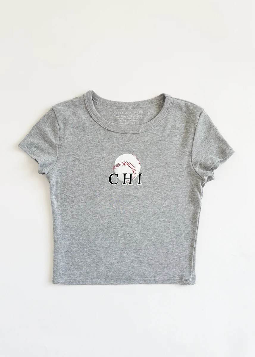 Chi Baseball Baby Tee - Gray - Image 2