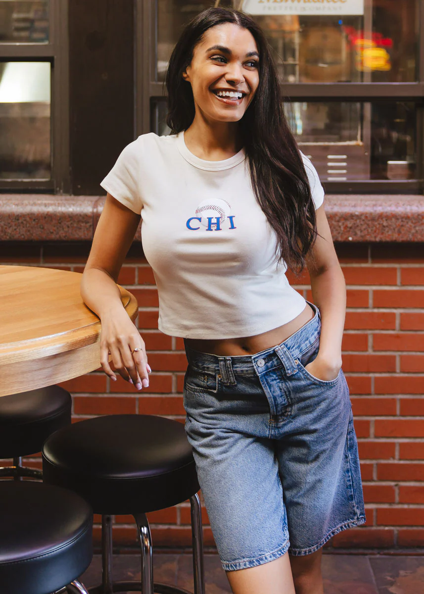 Chi Baseball Baby Tee - Natural - Image 3