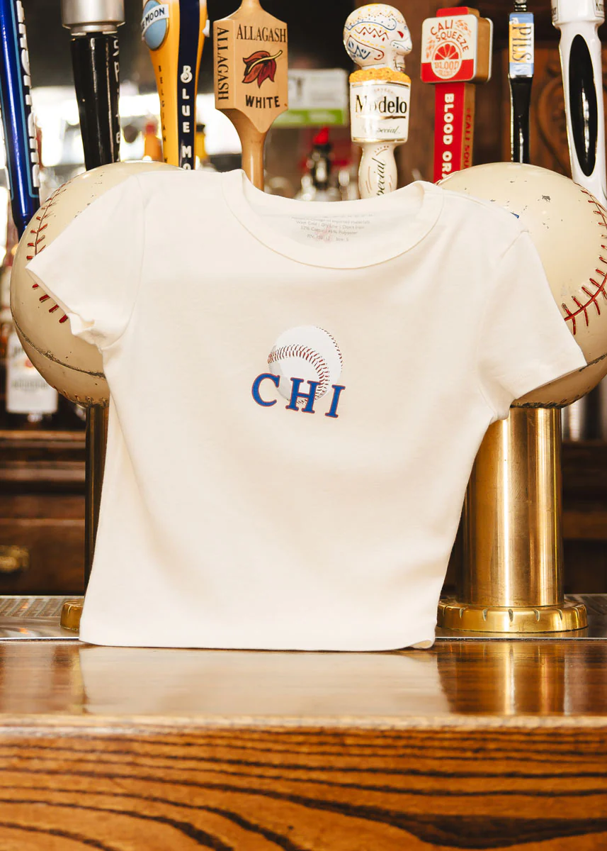 Chi Baseball Baby Tee - Natural - Image 4