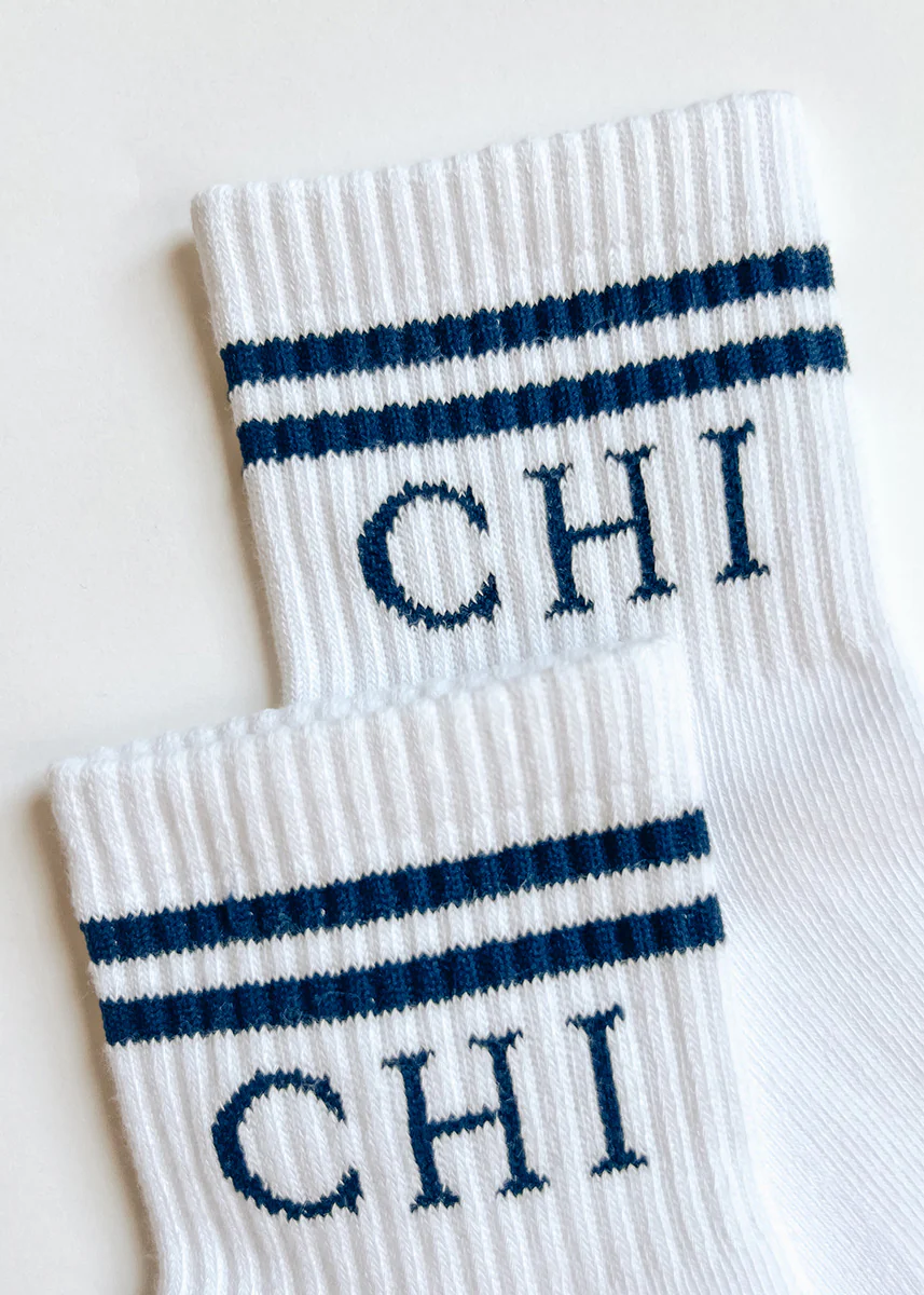 Chi Double Stripe Crew Sock - Navy - Image 3