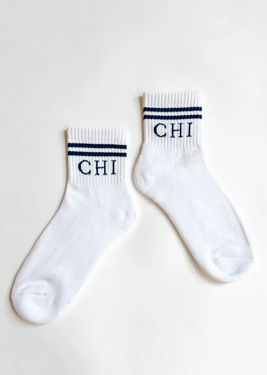 Chi Double Stripe Crew Sock - Navy - Image 4