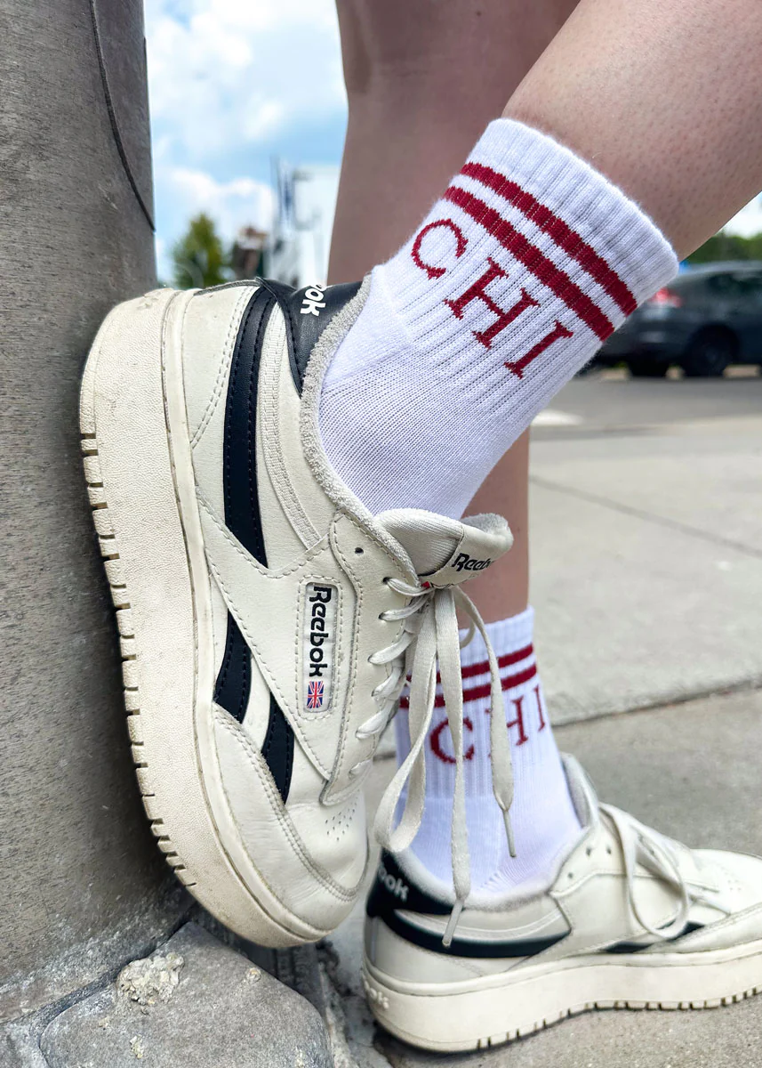 Chi Double Stripe Crew Sock - Red - Image 2