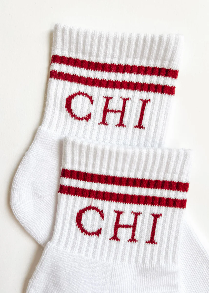 Chi Double Stripe Crew Sock - Red - Image 3