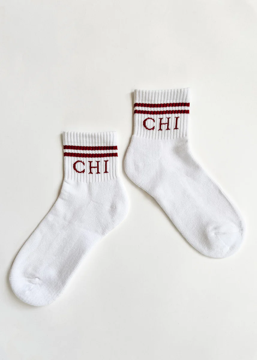 Chi Double Stripe Crew Sock - Red - Image 4
