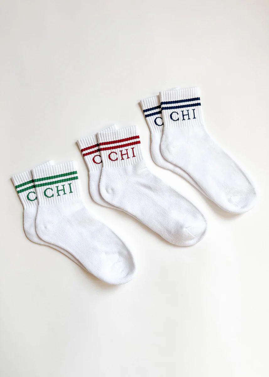Chi Double Stripe Crew Sock - Red - Image 5