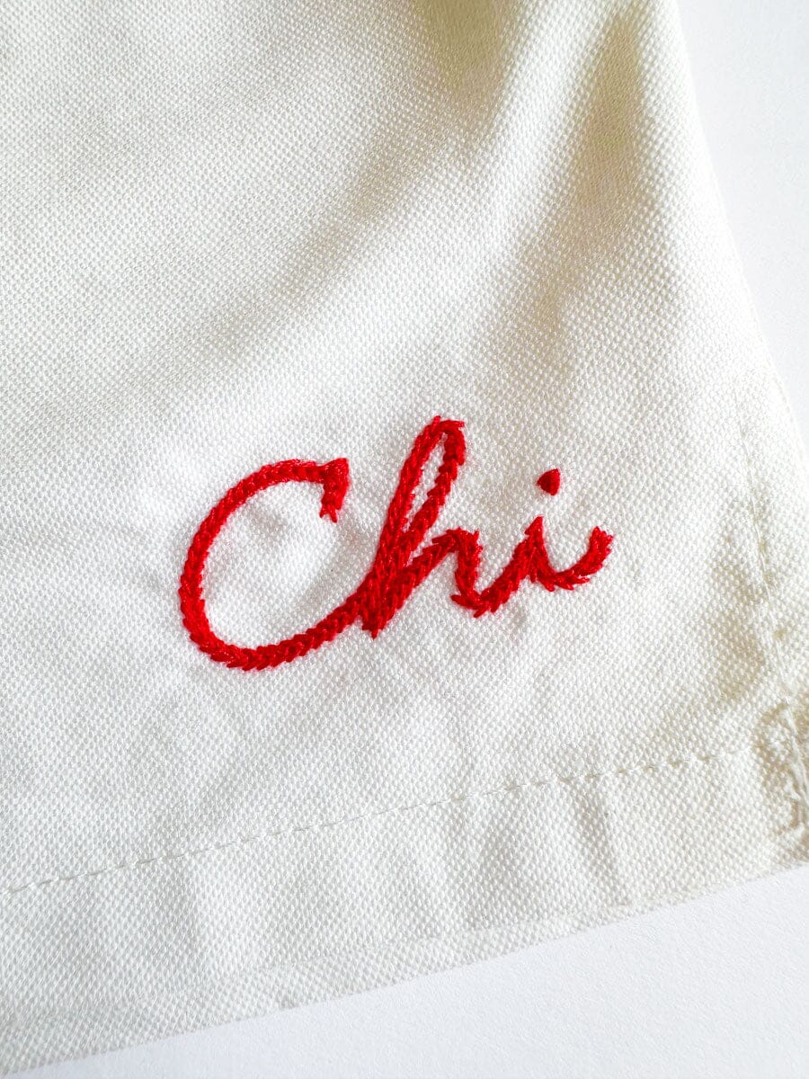 Chi Embroidered Boxer Short - White & Red - Image 6