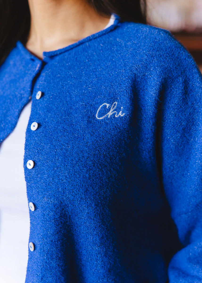 Chi Embroidered Piper Cardigan - Cobalt - Image 3