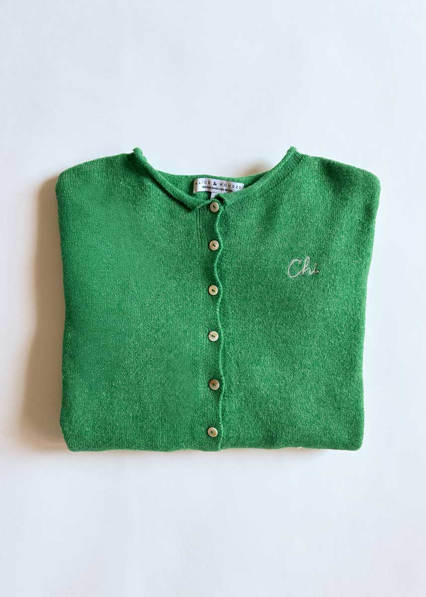 Chi Embroidered Piper Cardigan - Kelly Green - Image 10