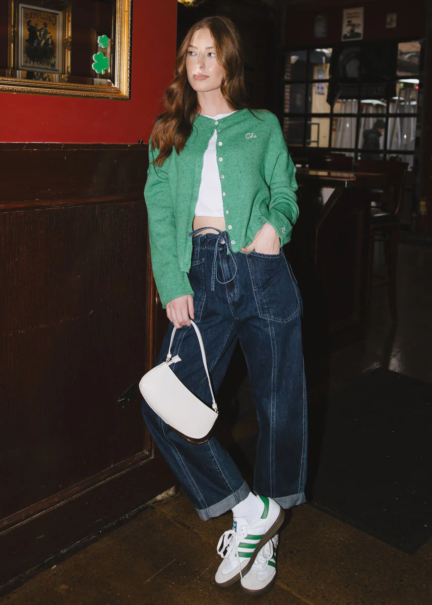Chi Embroidered Piper Cardigan - Kelly Green - Image 4