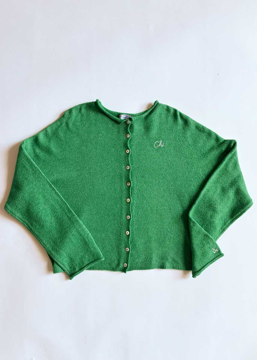 Chi Embroidered Piper Cardigan - Kelly Green - Image 9