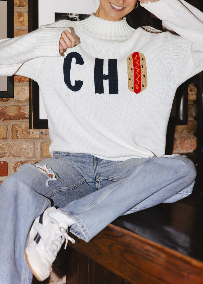 Chi Hot Dog Mock Neck Sweater - Ivory - Image 3