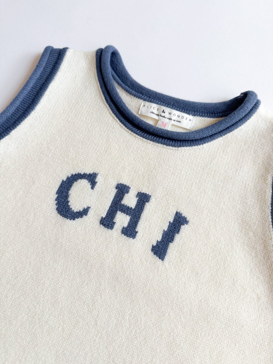Chi Ringer Sweater Vest - Ivory Blue Combo - Image 5