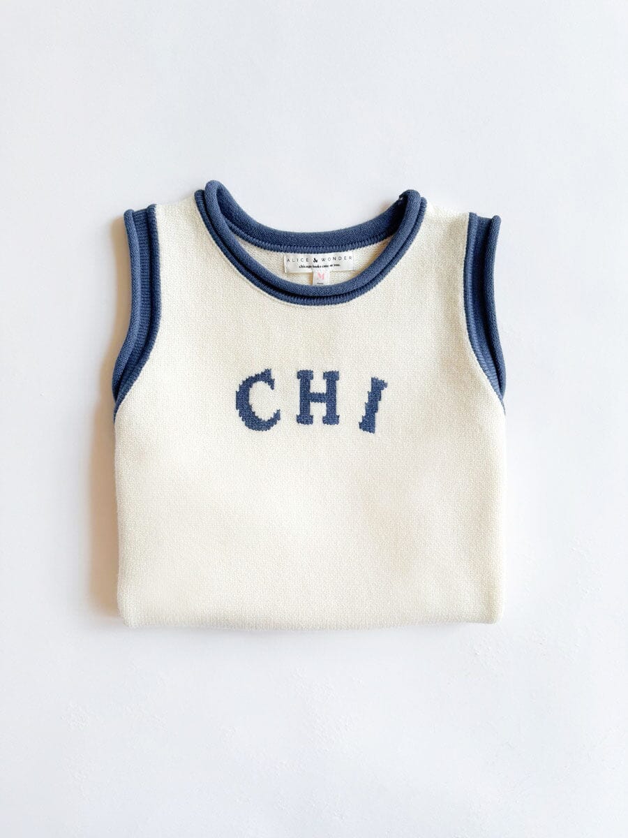 Chi Ringer Sweater Vest - Ivory Blue Combo - Image 8